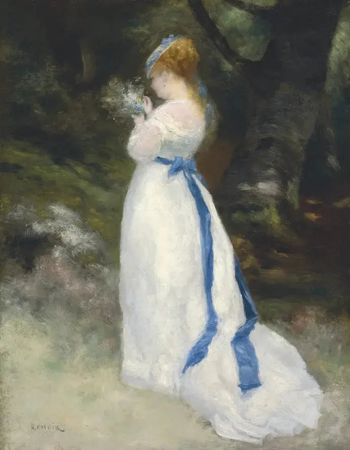 Lise holding a bouquet of wildflowers - Pierre-Auguste Renoir