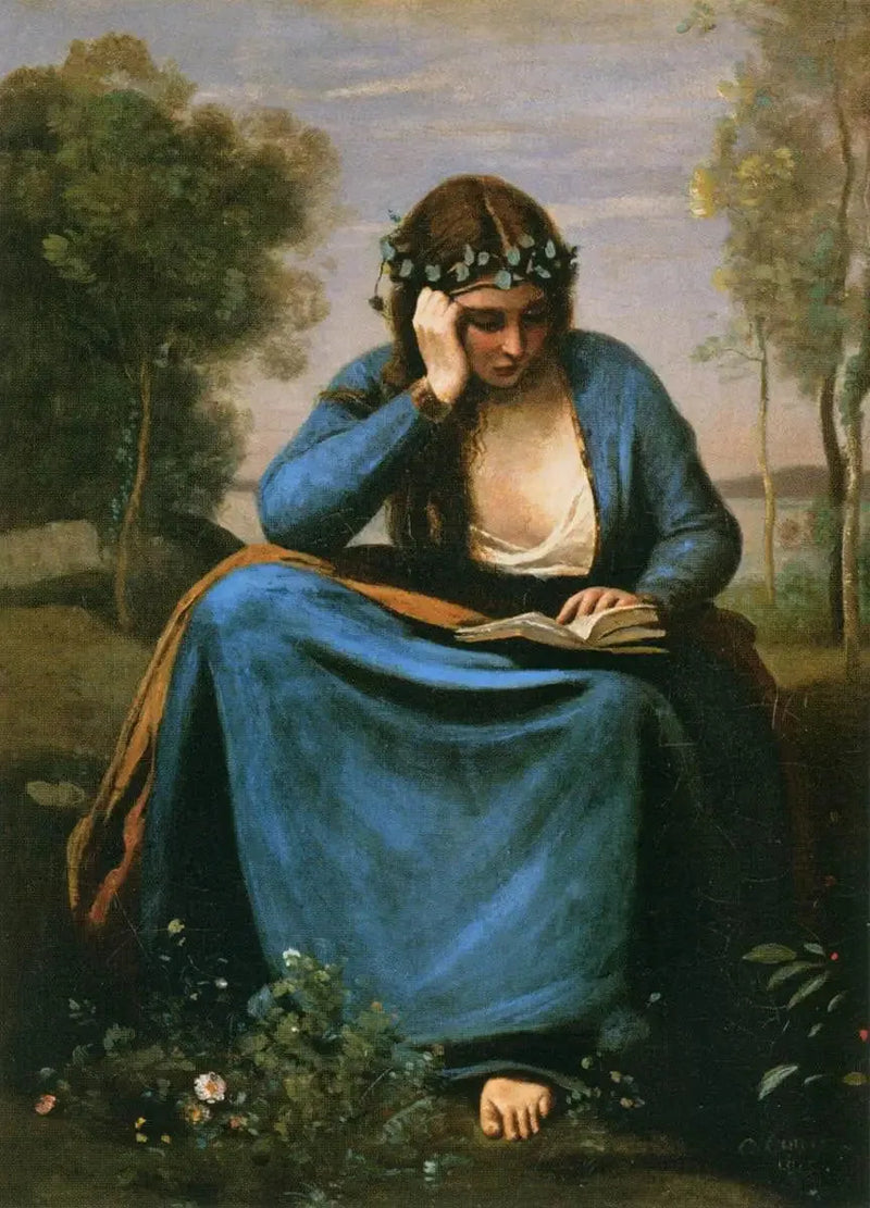 Crowned Reader with Flowers, or The Muse of Virgil - Jean-Baptiste Camille Corot