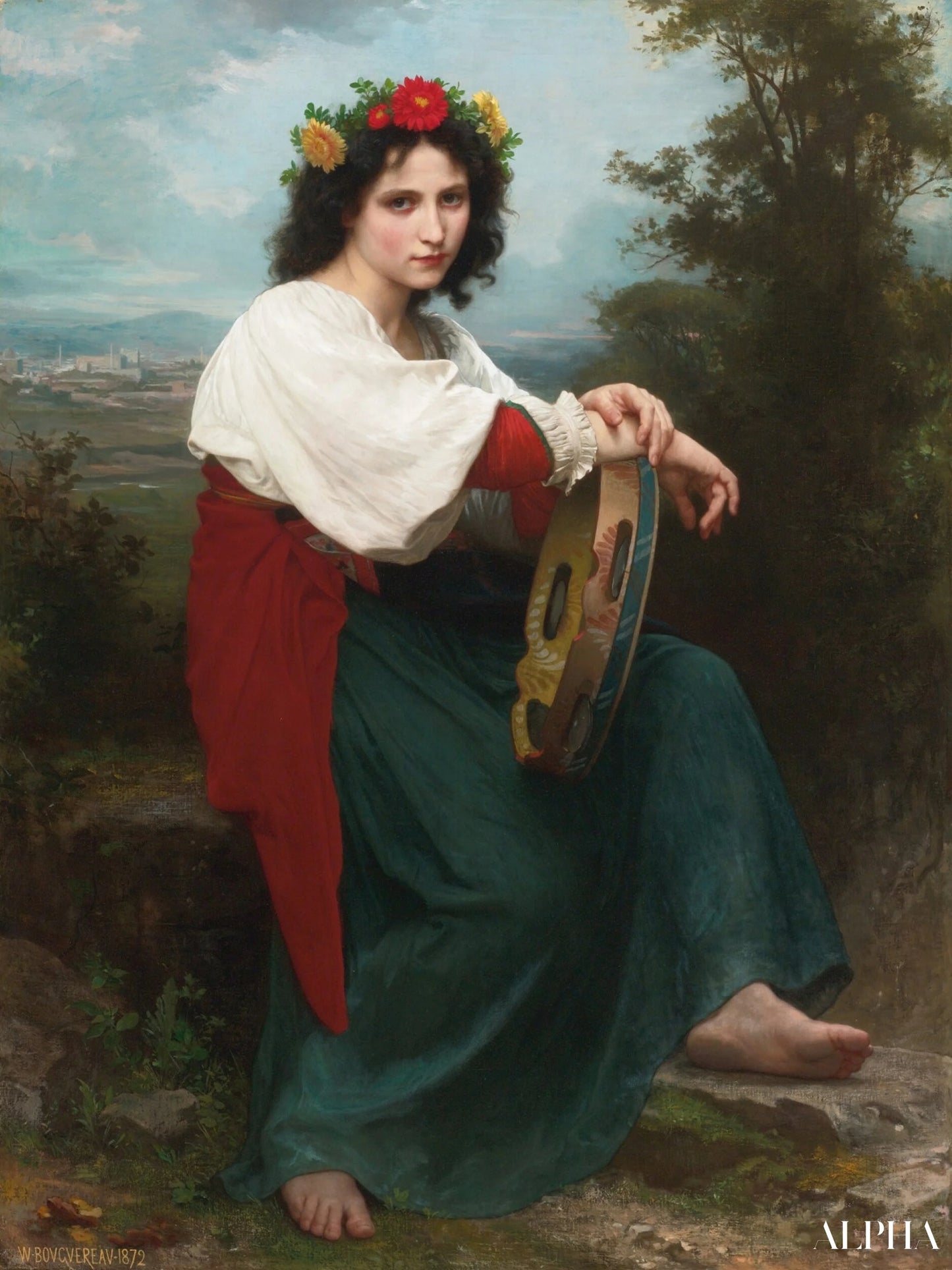 The Italian Woman with Basque Drum - William Bouguereau Reproductions of paintings in oil paint