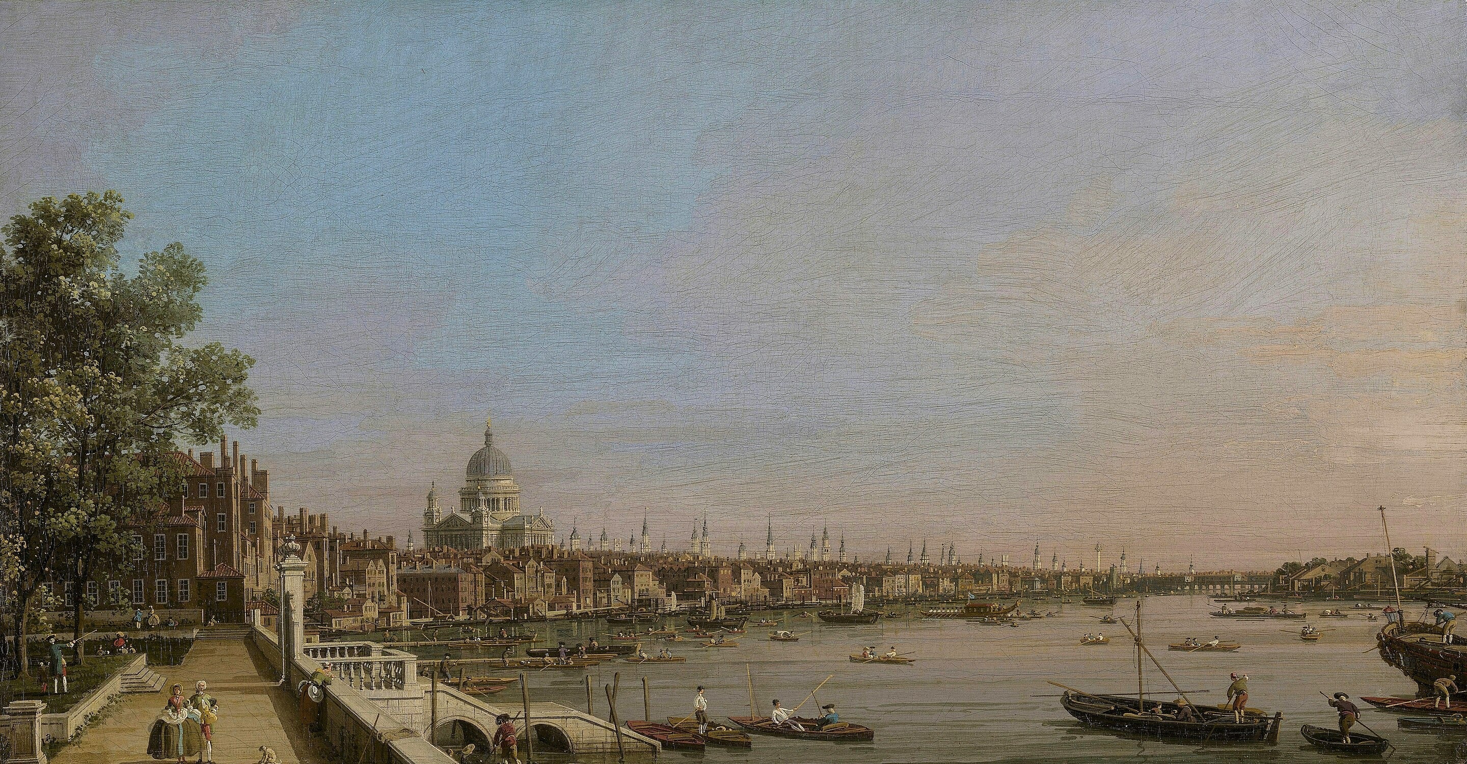 London and the Thames seen from the terrace of Somerset House, towards St. Paul's Cathedral - Canaletto