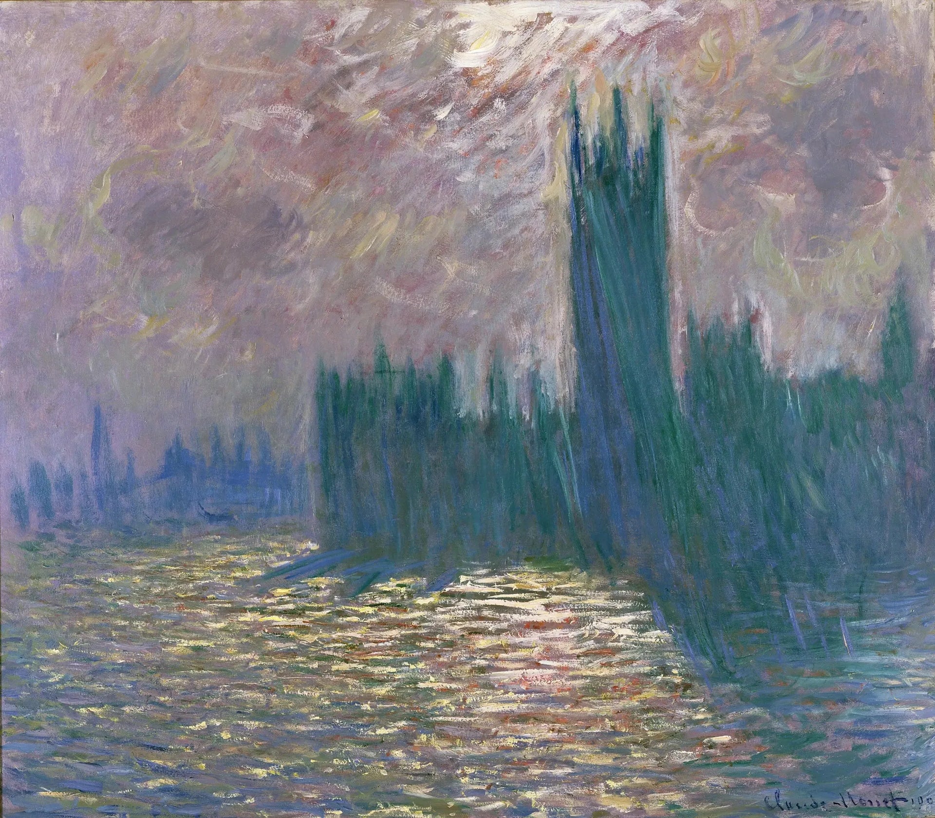 Londres, Le Parlement, Reflets sur la Tamise - Claude Monet image 1 reproduction de peinture à l’huile