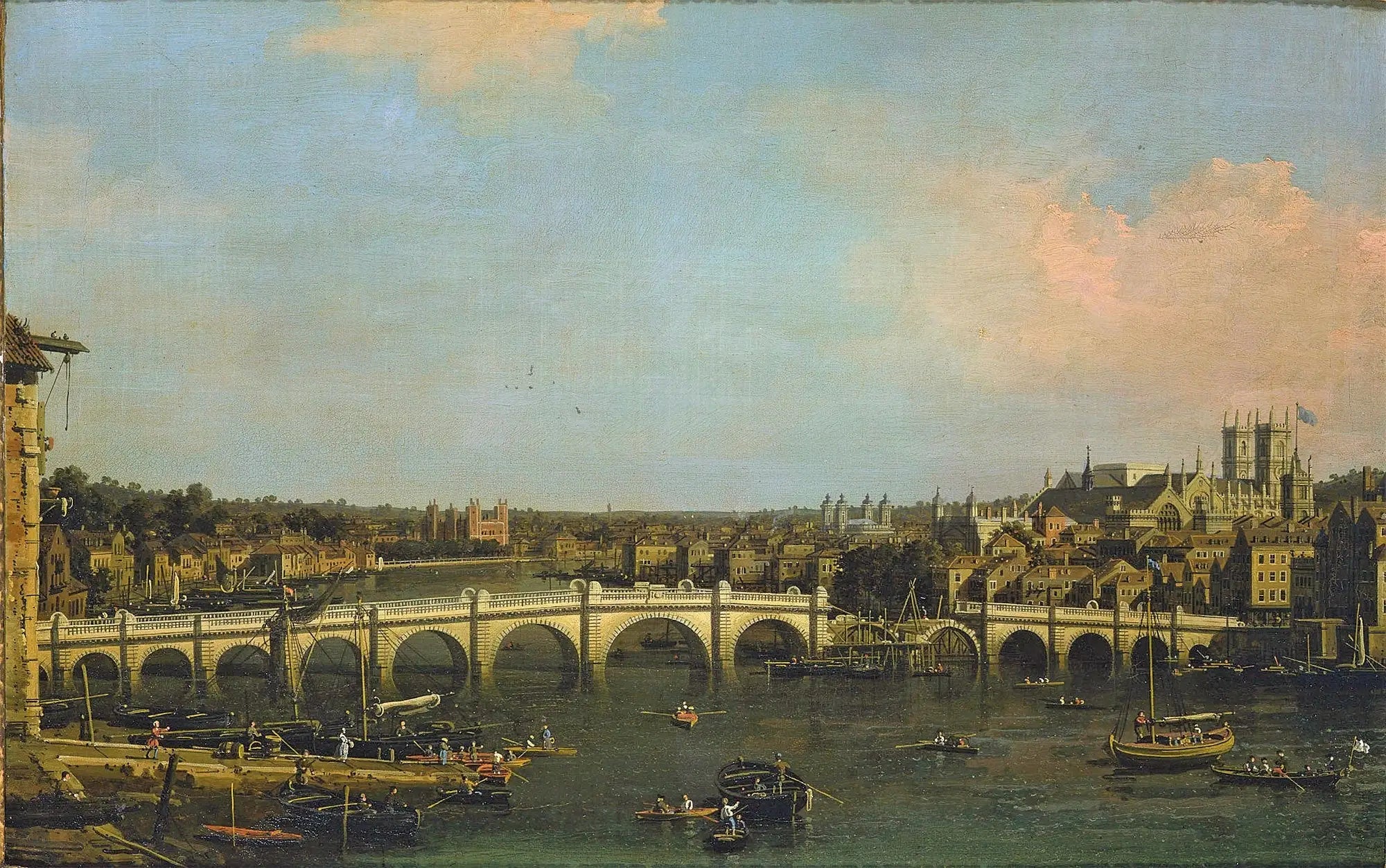 Londres: le pont de Westminster en réparation depuis le nord - Canaletto - Alpha Reproduction