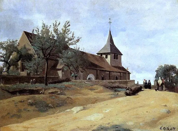 Lormes, the church - Jean-Baptiste Camille Corot