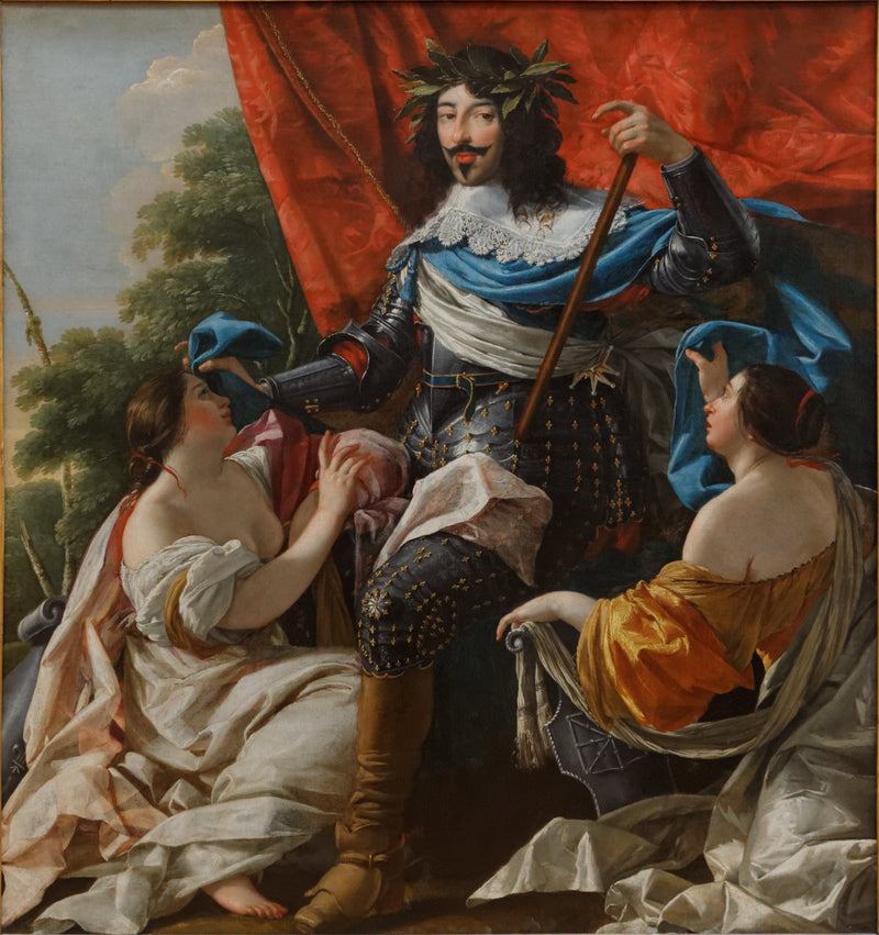 Louis XIII between two female figures symbolizing France and Navarre - Simon Vouet