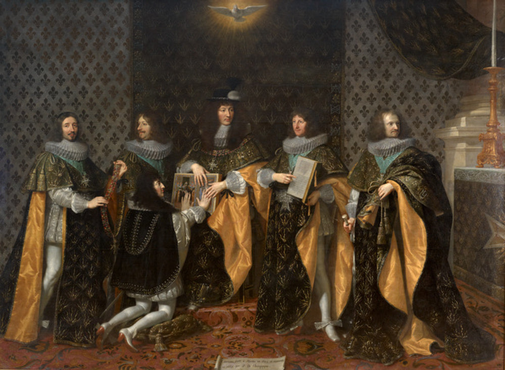 Louis XIV after his coronation, receives the oath from his brother Monsieur, Duke of Anjou, as a knight of the Order of the Holy Spirit in Reims, June 8, 1654 - Philippe de Champaigne