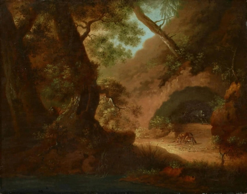 Wolves in the Forest in Front of a Cave - Caspar David Friedrich