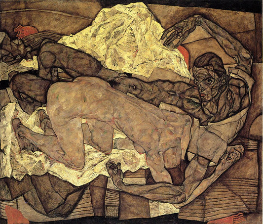 💔 Lovers (Man and Woman) – Egon Schiele (1914)