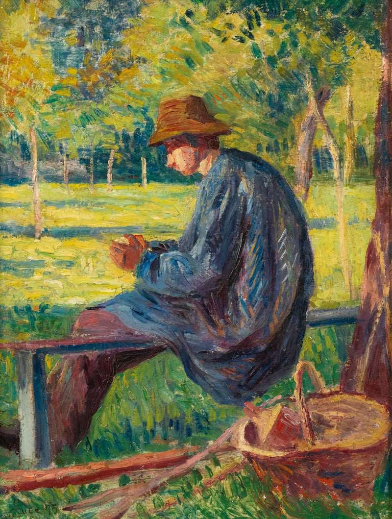 Ludovic Rodo Pissarro in his father's Garden in Eragny - Maximilien Luce