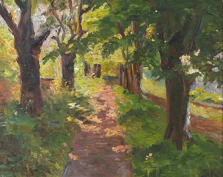 Sunlight through the trees of Skagen Plantage. - Peder Severin Krøyer