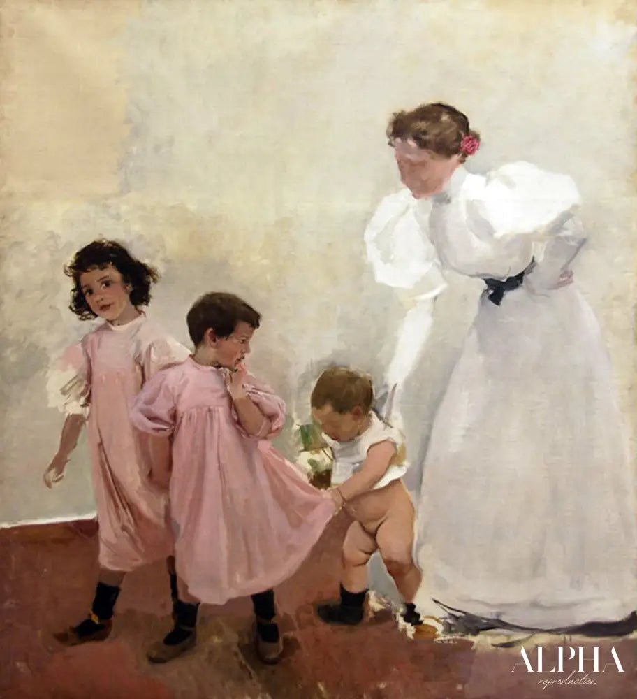 Ma femme et mes enfants - Sorolla - Reproductions de tableaux et peintures haut de gamme