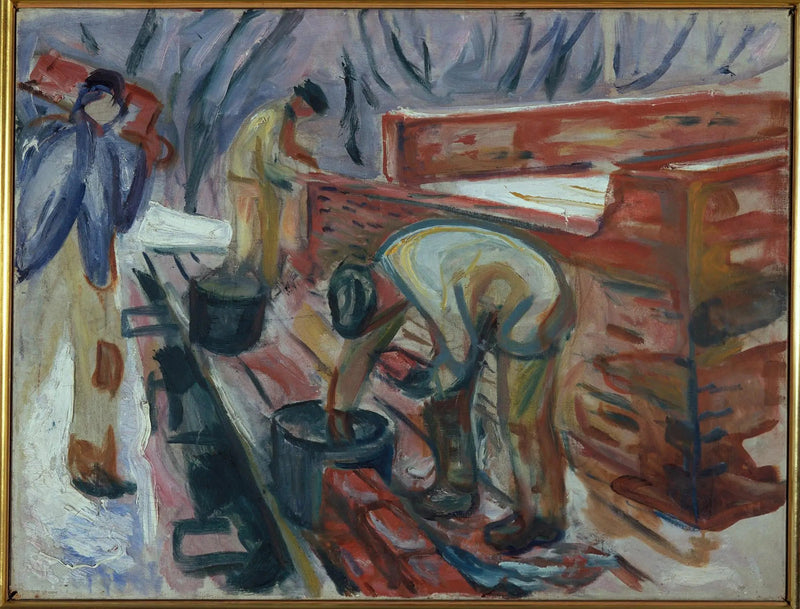 Masons at Work on the Studio Building - Edvard Munch