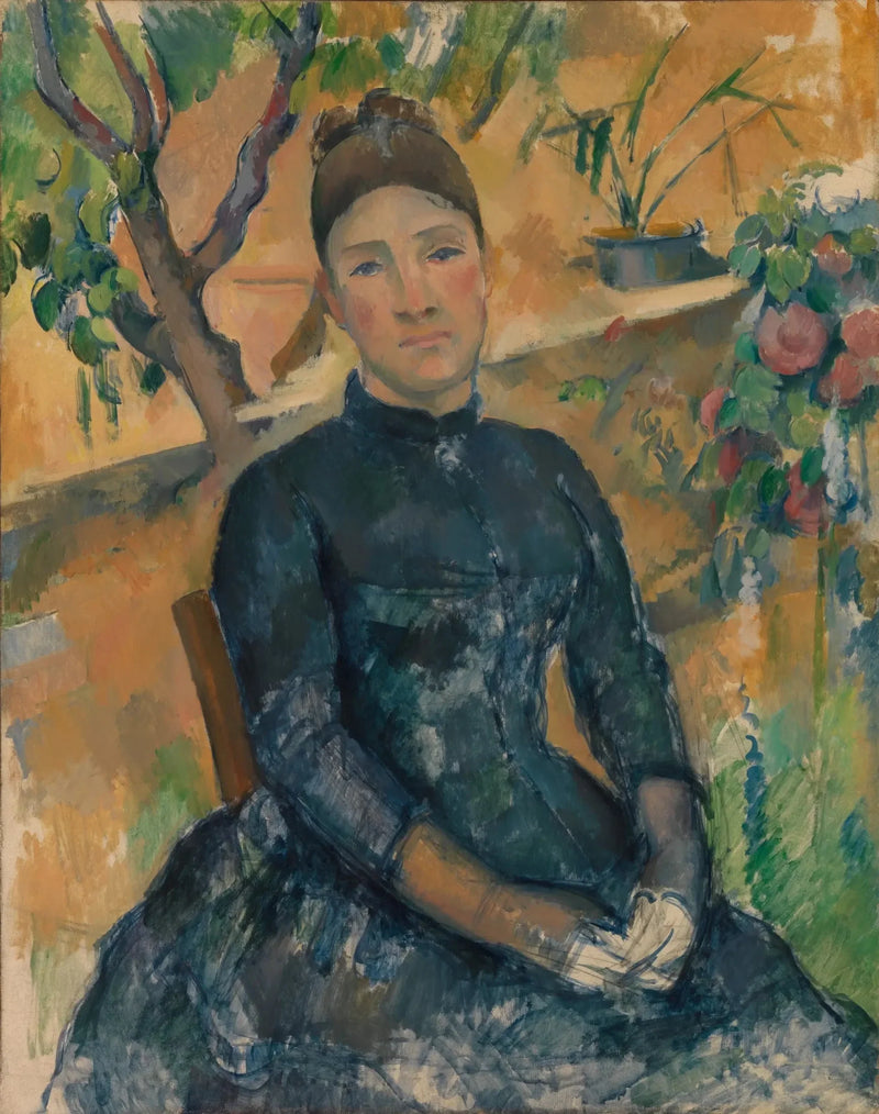 Madame Cézanne in the Greenhouse - Paul Cézanne