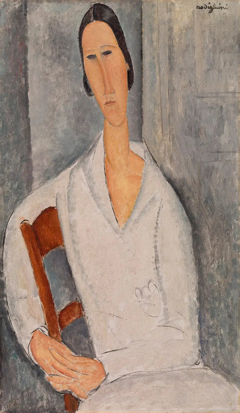 Madame Hanka Zborowska Leaning on a Chair - Amedeo Modigliani