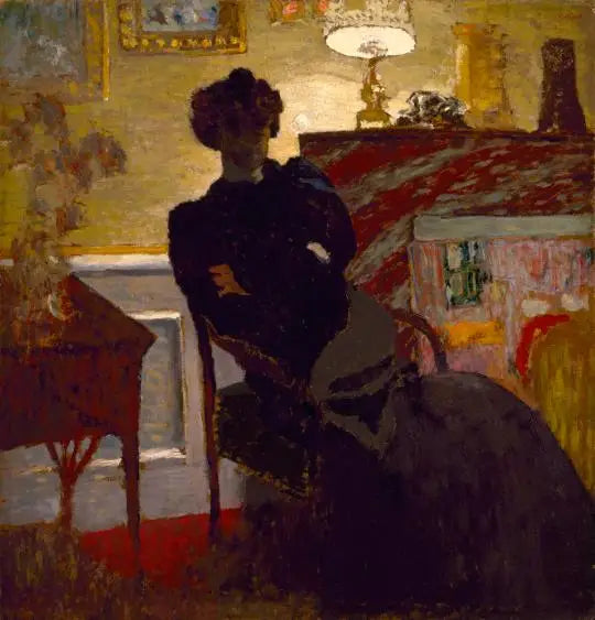 Madame Hessel seated under the lamp - Édouard Vuillard