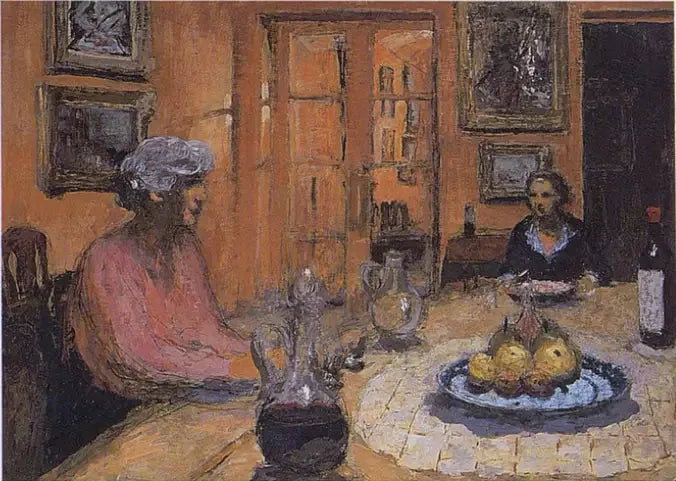 Madame Hessel and Lulu, dans la salle à manger, rue de Naples - Édouard Vuillard