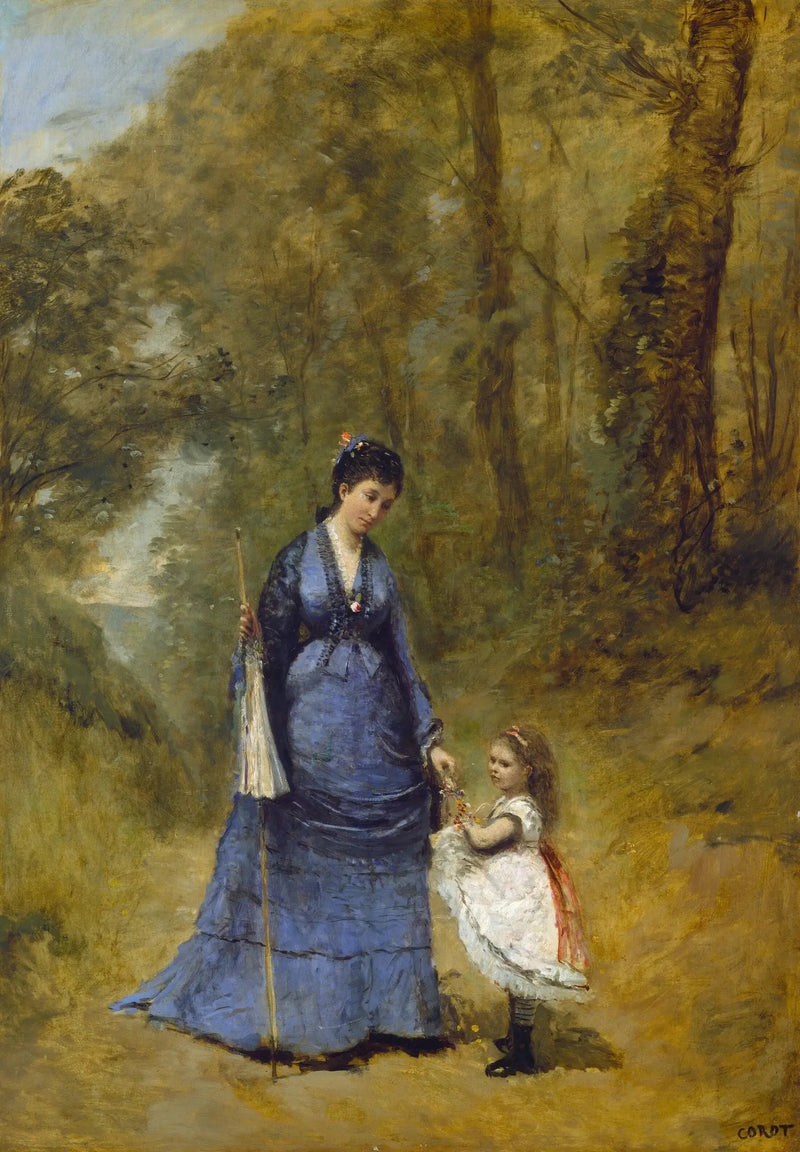 Madame Stumpf and her daughter - Jean-Baptiste Camille Corot