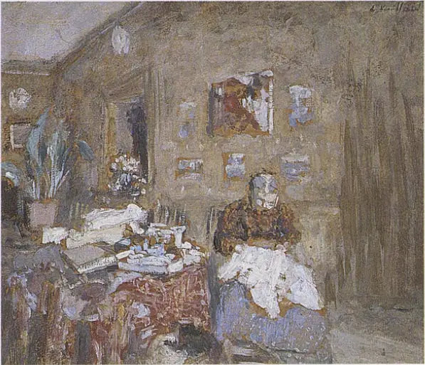 Madame Vuillard sewing - Édouard Vuillard