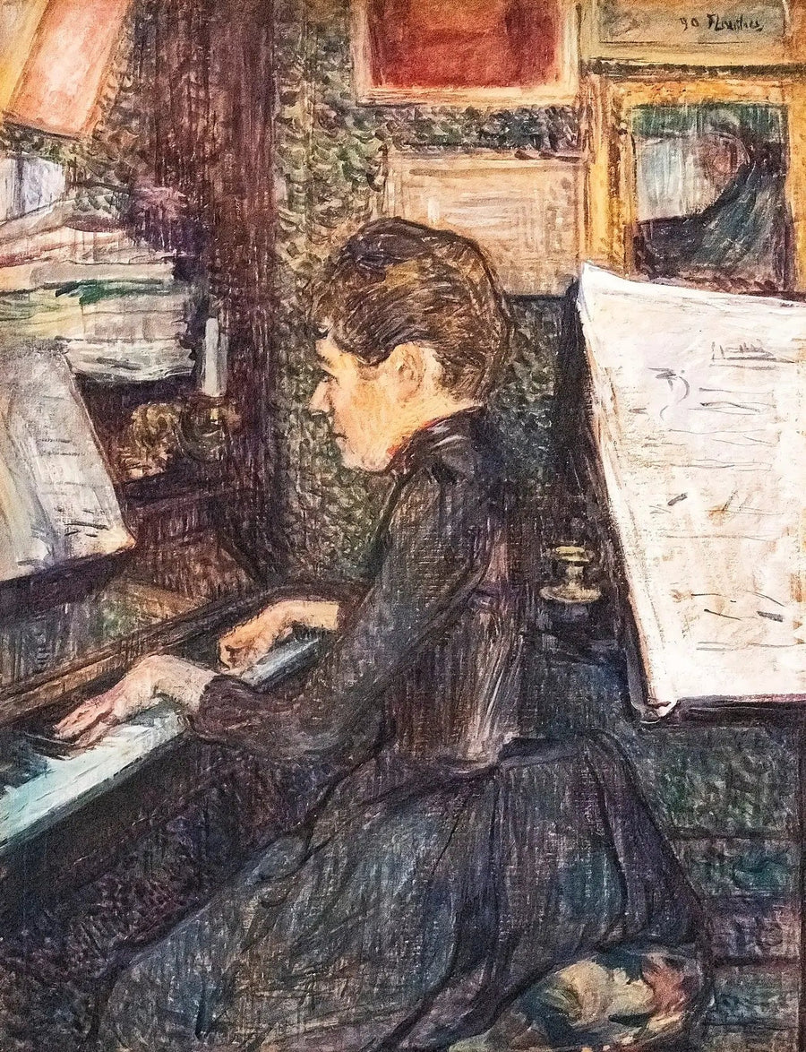 Miss Dihau at the piano - Henri de Toulouse-Lautrec