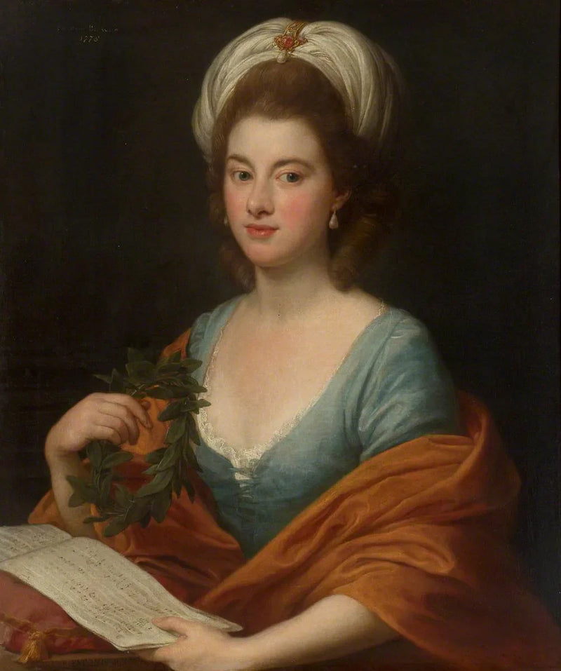 Miss Frances Lyde Browne holding music and a crown - Pompeo Batoni