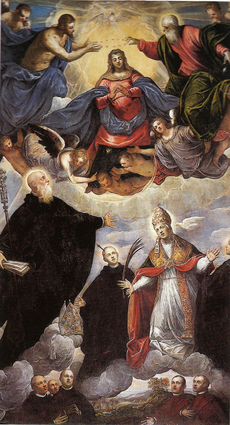 Crowned Madonna between Benedictine Saints - Jacopo Tintoretto