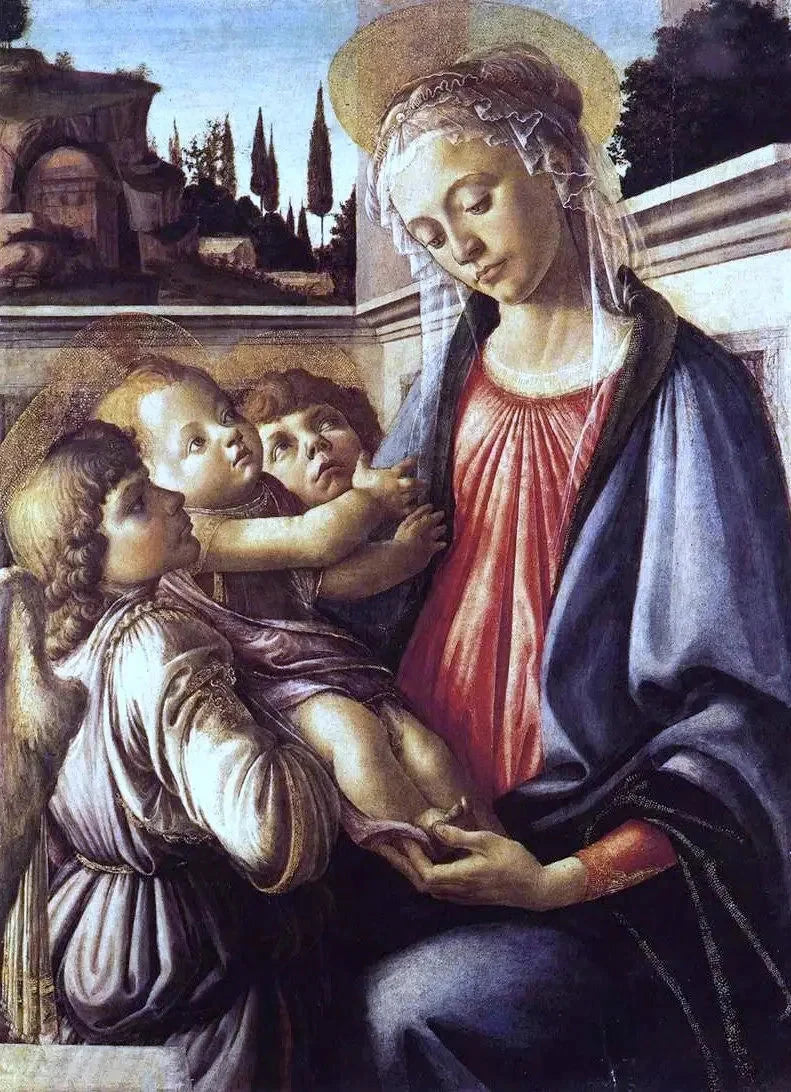 La Vierge et l’Enfant avec deux anges de Botticelli, musée de Capodimonte – reproduction peinture à l’huile sur toile