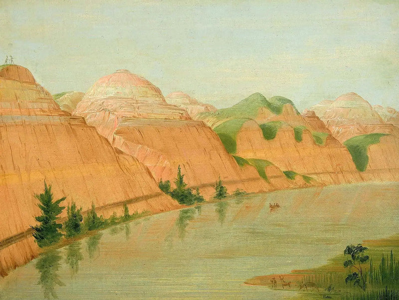 Magnificent clay cliffs, 1800 miles above Saint-Louis - George Catlin