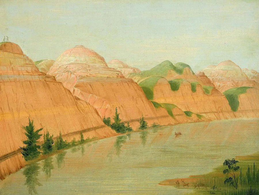 Magnificent clay cliffs, 1800 miles above Saint-Louis - George Catlin