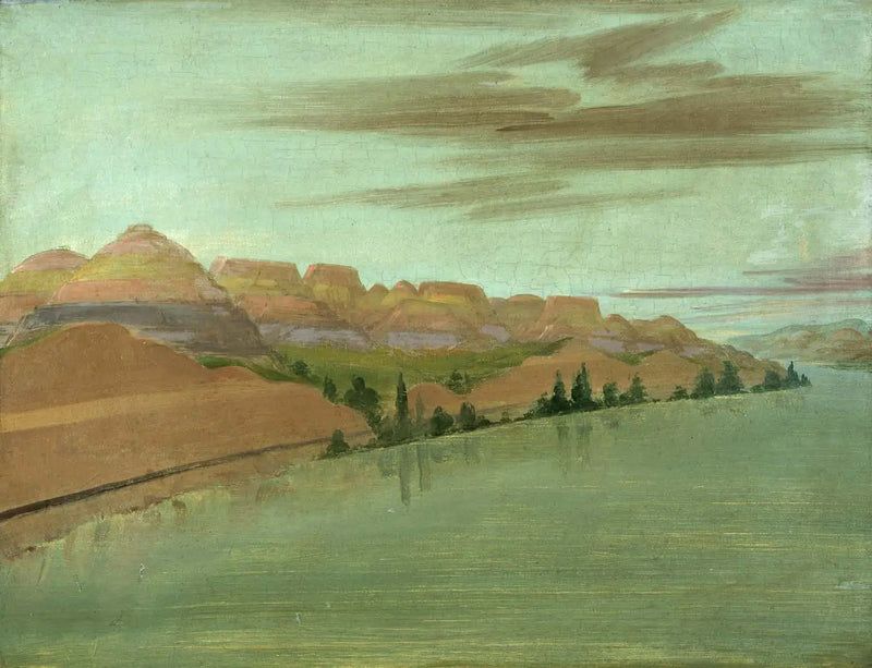 Magnificent clay cliffs, 1900 miles above Saint-Louis - George Catlin