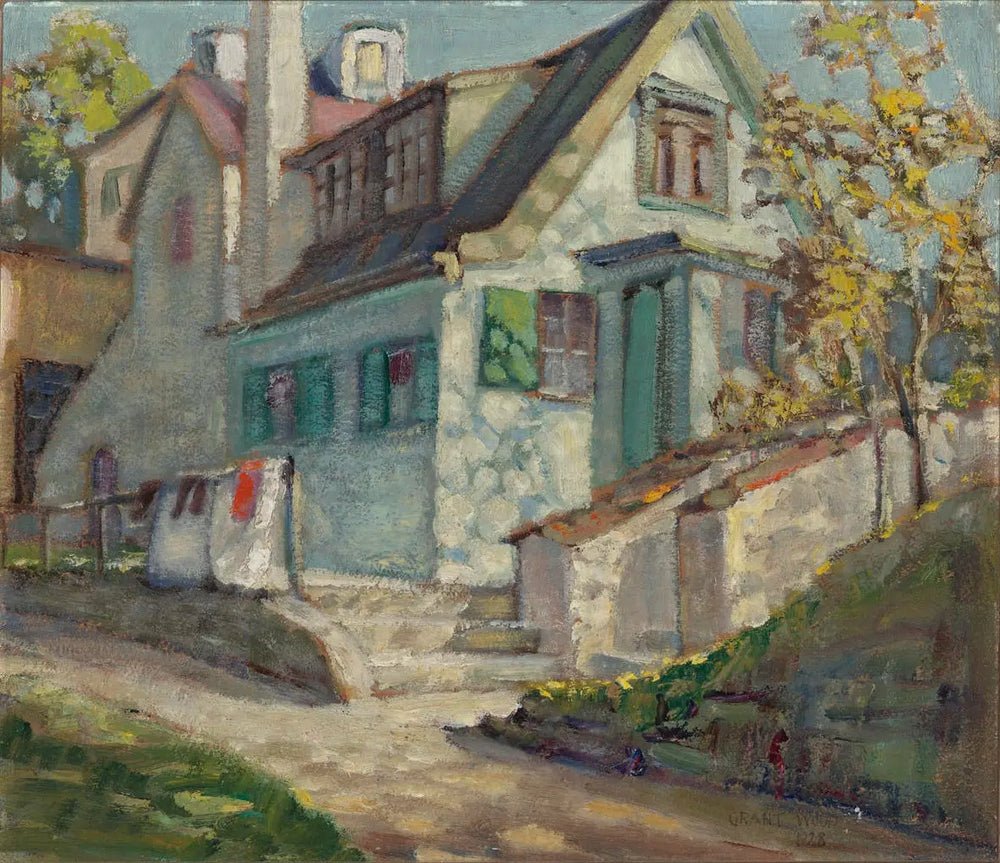 Maison ensoleillée - Grant Wood - Alpha Reproduction