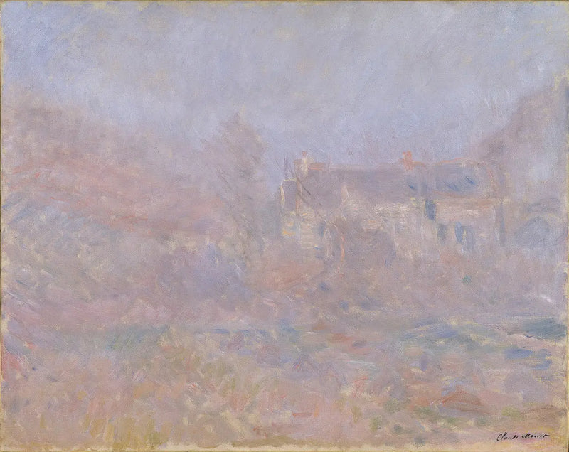 Houses at Falaise, fog - Claude Monet