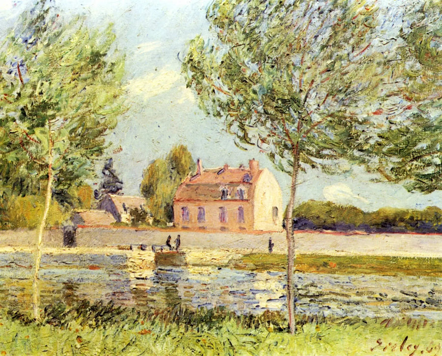Houses on the Loing Riverbank - Alfred Sisley