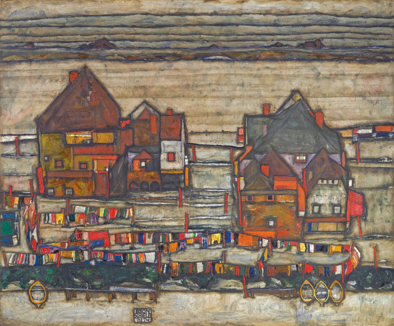 Houses with Colored Linen - Egon Schiele