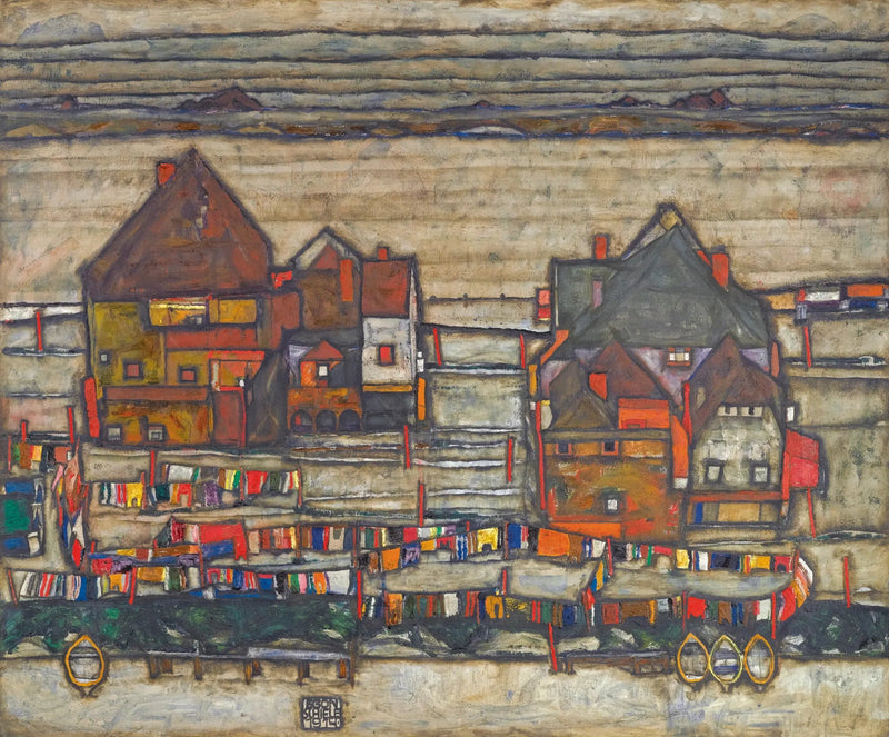 Houses with Colored Linen - Egon Schiele
