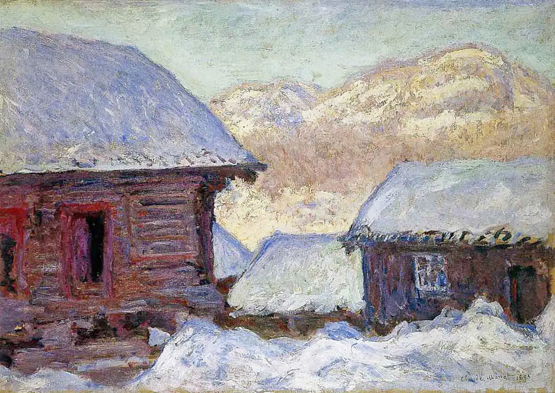 Houses in the Snow and Mount Kolsaas - Claude Monet