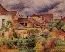 Village Houses, Red Roofs (Essoyes) - Pierre-Auguste Renoir