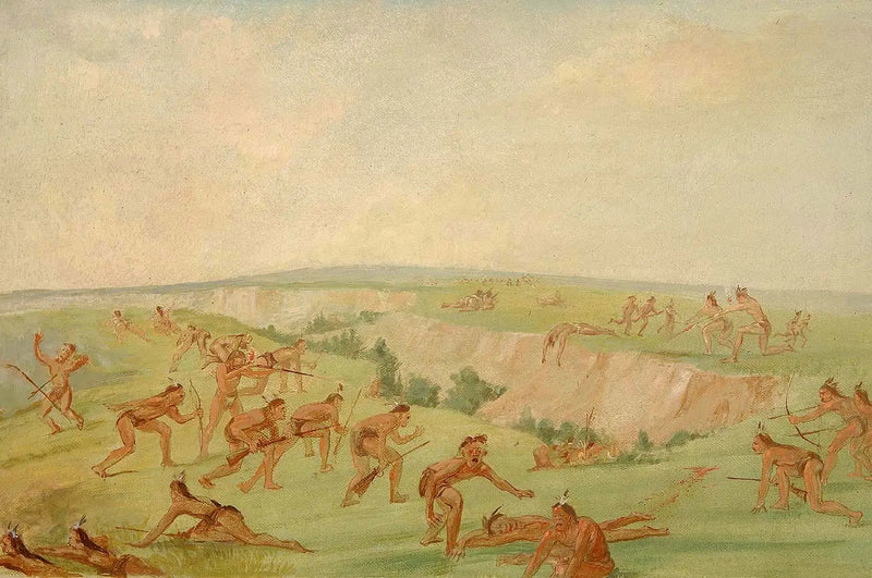 Mandan attacking a group of Arikara - George Catlin