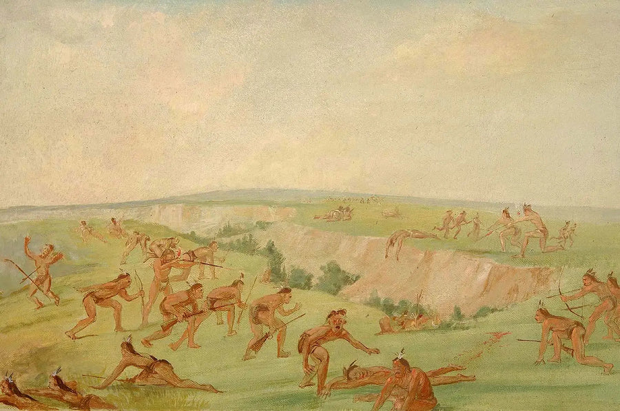 Mandan attacking a group of Arikara - George Catlin
