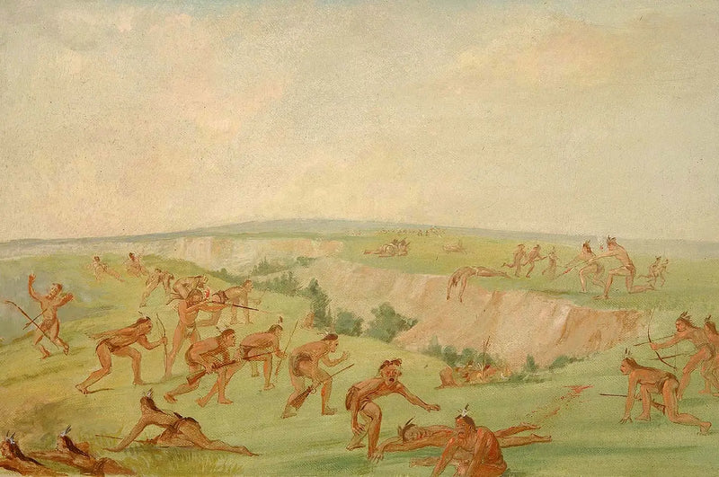 Mandan attacking a group of Arikara - George Catlin