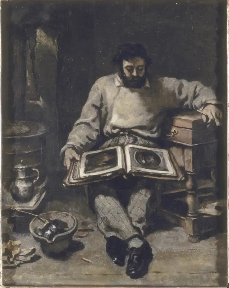 Marc Trapadoux examining a print book - Gustave Courbet