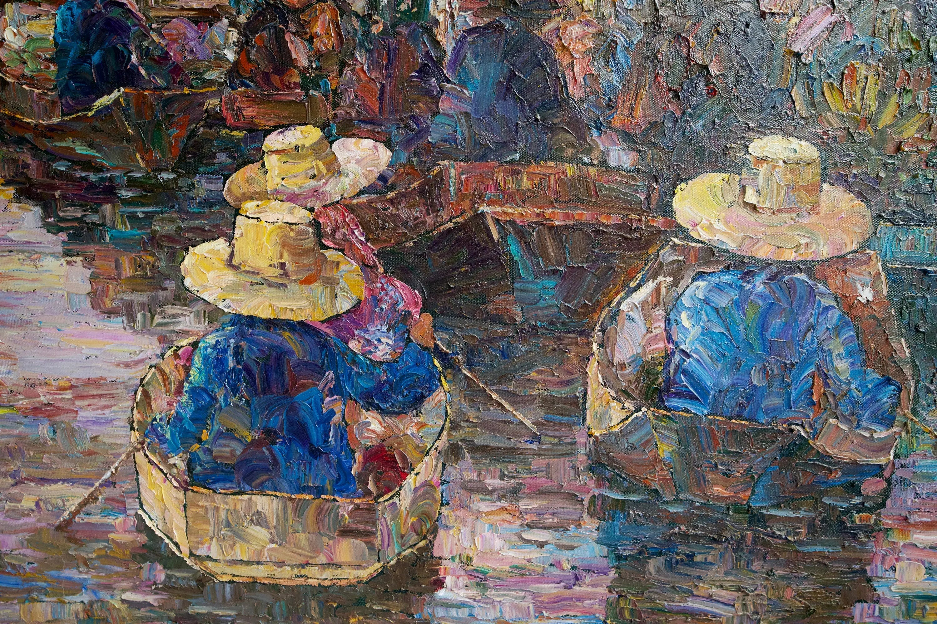 Marché flottant | 145 x 105 cm image 4 reproduction de peinture à l’huile