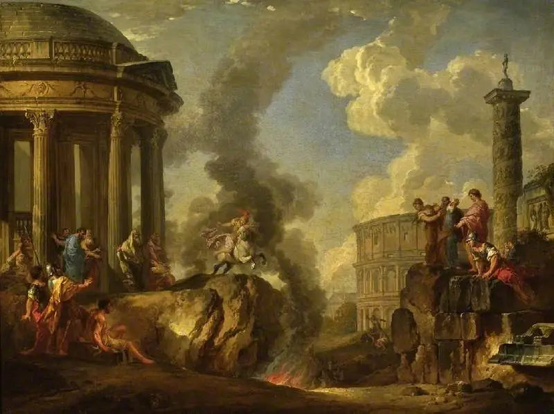 Marcus Curtius jumping into the gulf - Giovanni Paolo Panini