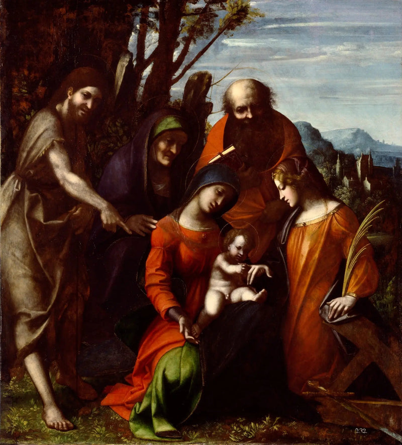 Mystical Marriage of Saint Catherine of Alexandria and Three Saints in a Landscape - Antonio da Correggio