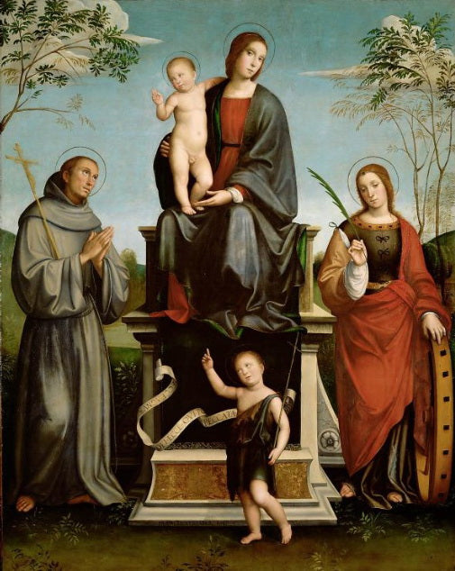 Marie à l'Enfant, saint François, sainte Catherine et le jeune saint Jean-Baptiste - Francesco Francia