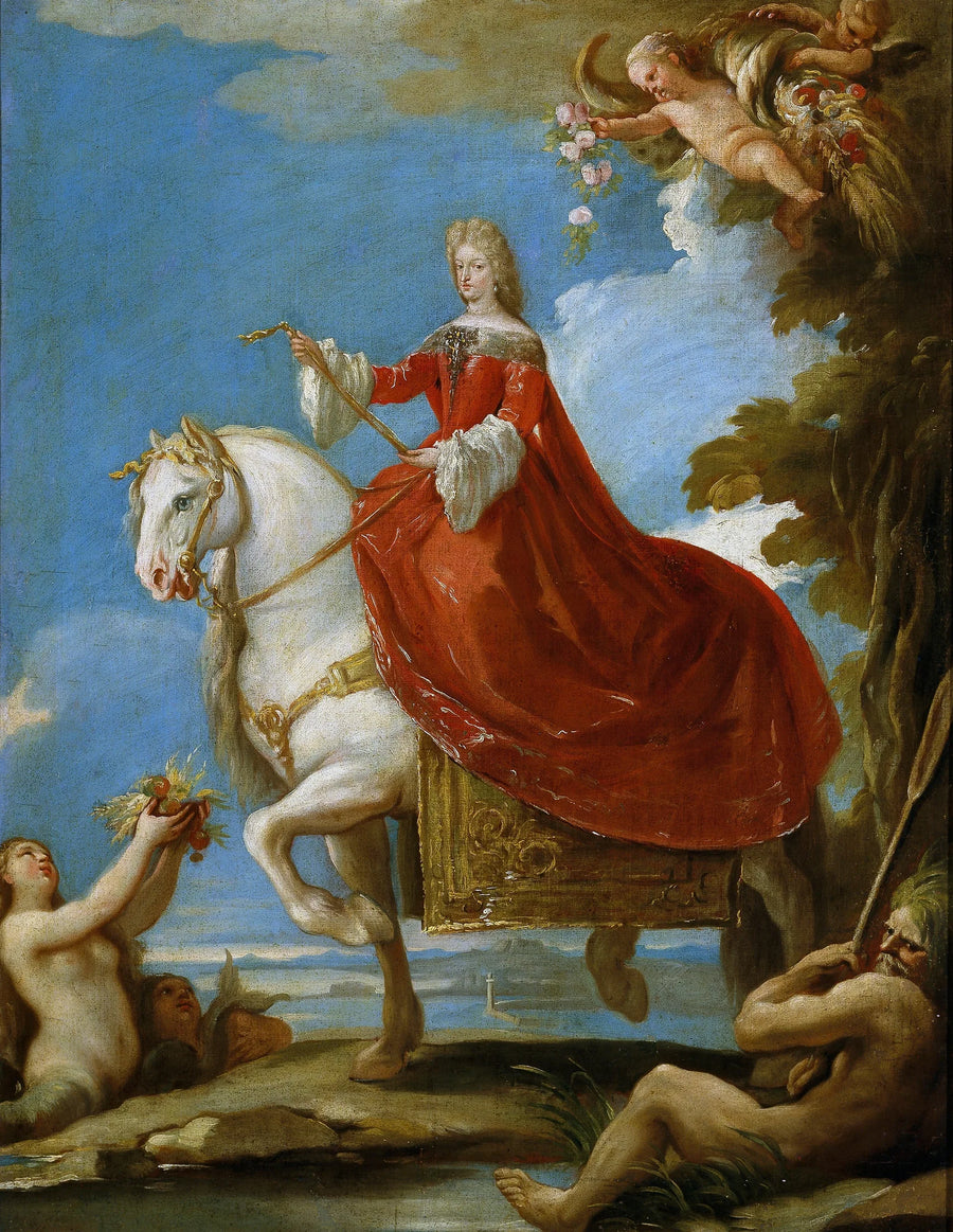 Marie-Anne de Neubourg, Queen of Spain, on horseback - Luca Giordano