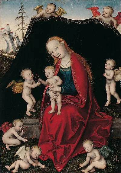 Marie with the Child surrounded by Angels - Lucas Cranach the Elder