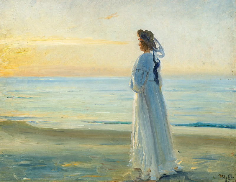 Marie Dinesen walking in Skagen Nordstrand. -Michael Peter Ancher