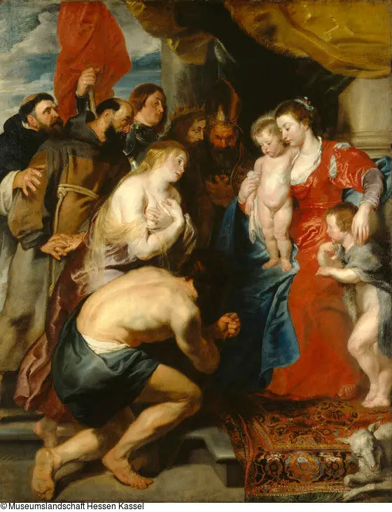 Marie et Jésus avec saint Jean, vénérés par les pécheurs repentants et les saints (circa 1619) - Peter Paul Rubens