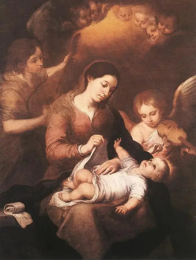 Marie et l'Enfant avec des anges jouant de la musique - Bartolomé Esteban Murillo