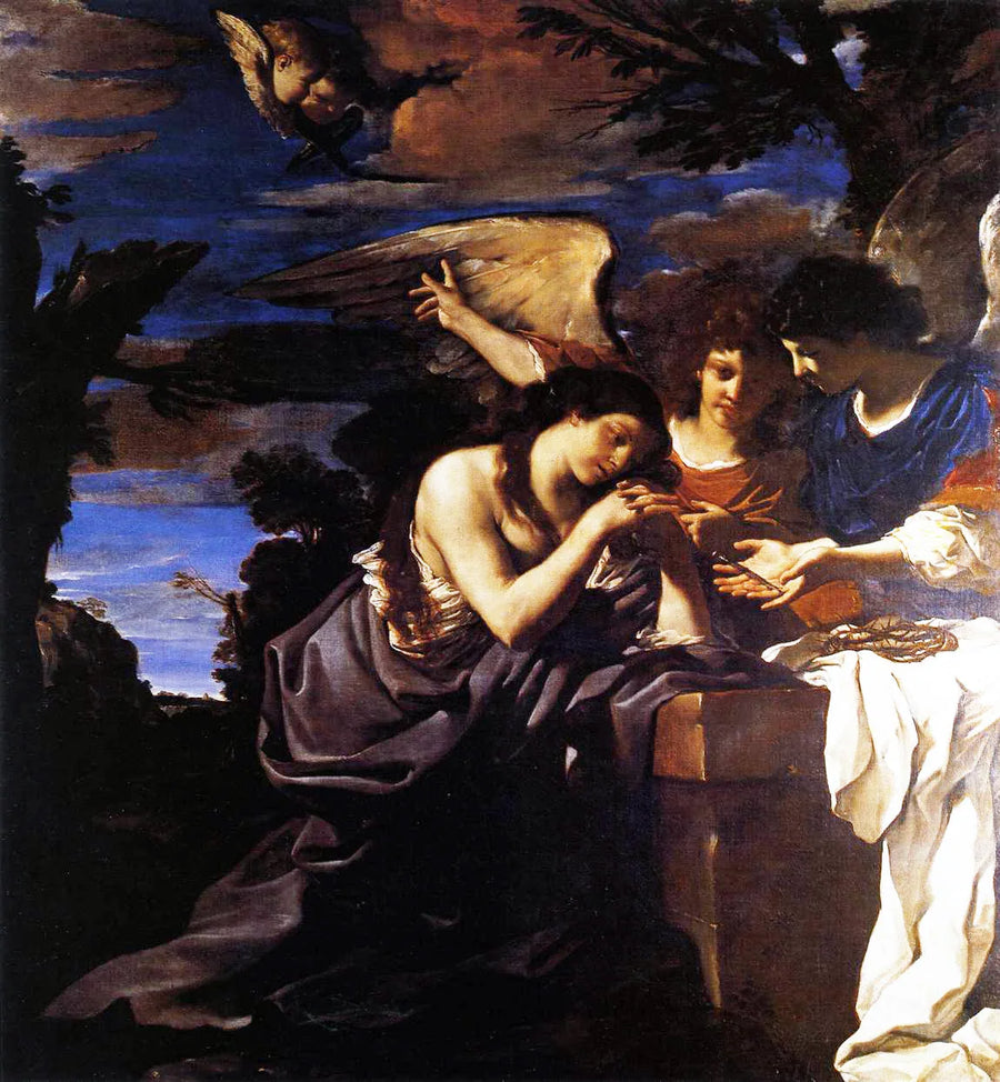 Marie Madeleine with two angels - Guercino