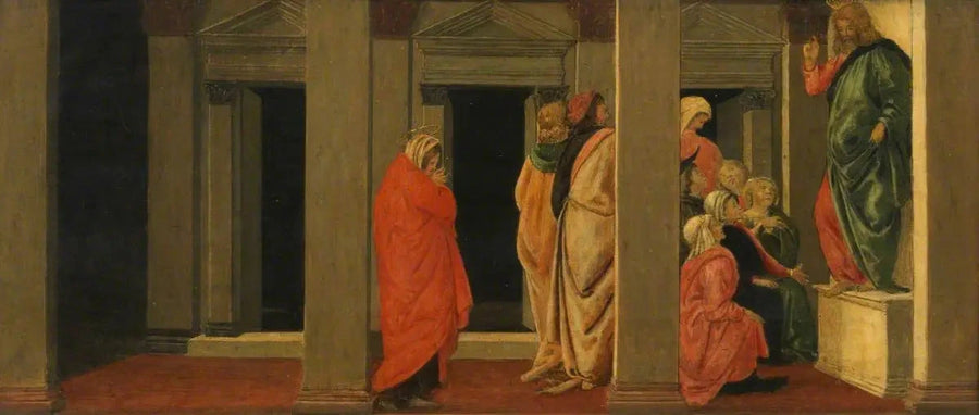 The Christ Teaching (predella, panel one) - Sandro Botticelli